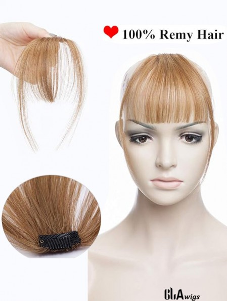 Clip in Fringe Human Hair Light Bangs Straight