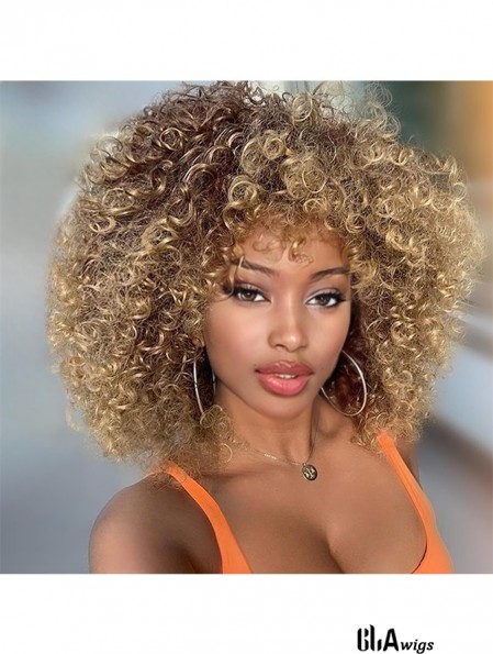 Afro Blonde Curly Wigs Short Kinky Curly Full Wigs Brown Mixed Blonde