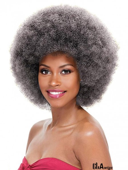 Grey Afro Curly Wigs for Unisex Women Glueless Wear and Go Wig Large Bouncy and Soft Natural Looking Synthetic Wigs