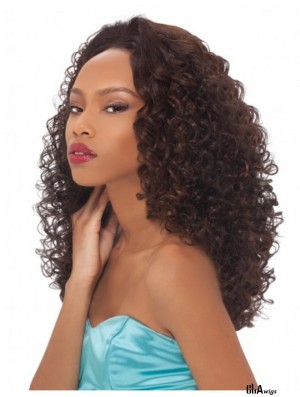 Curly Brazilian Remy Hair Brown Long Trendy 3/4 Wigs