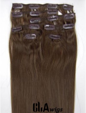 Perfect Brown Straight Remy Human Hair Clip In Hair Extensions