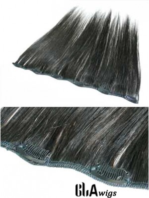 Fabulous Black Straight Remy Human Hair Clip In Hair Extensions