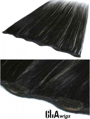 Popular Black Straight Remy Human Hair Clip In Hair Extensions