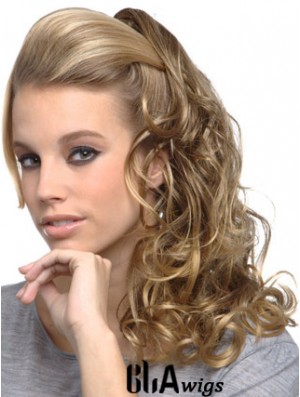 Amazing Blonde Curly Synthetic Clip In Hairpieces