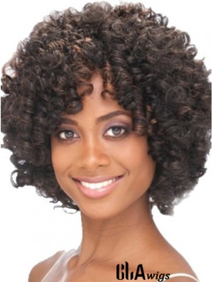 Chin Length Capless Layered Kinky Synthetic Black Woman's Wigs