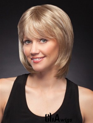 10 inch Chin Length Discount Blonde Straight Bob Wigs