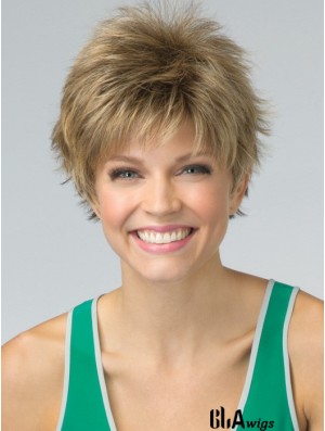 Short Pixie Cut Synthetic Wig Blonde Color Cropped Length Boycuts