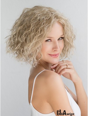 Blonde Chin Length Curly Without Bangs 10 inch Fashionable Medium Wigs