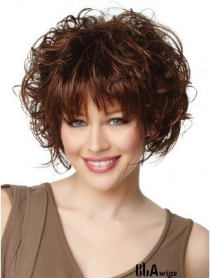 Buy Synthetic Hair Chin Length Auburn Color Curly Style Bobs Cut