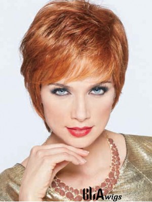 Boycuts Cropped Synthetic Straight Auburn Monofilament Wig Large