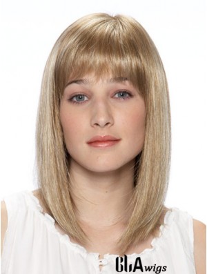 14 inch Blonde Straight Bobs Shoulder Synthetic Lace Front Wig