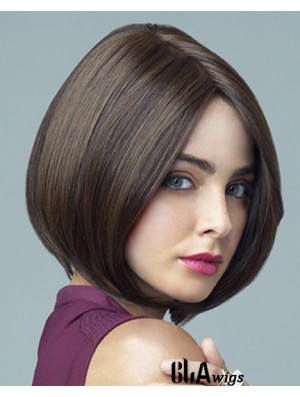 Straight Chin Length Brown 10 inch Lace Front Discount Bob Wigs