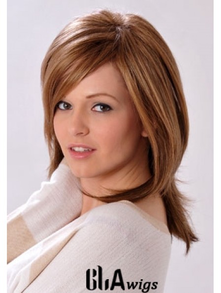 Shoulder Length Layered Straight Brown Convenient Synthetic Wigs