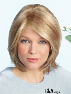 Layered Blonde Straight Shoulder Length 14 inch Ideal Medium Wigs