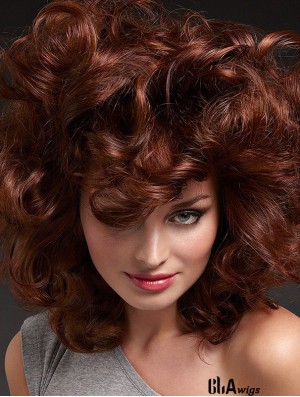 Long Curly Layered Auburn Good 100% Hand-tied Wigs