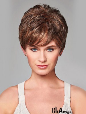 Wavy Short Brown 8 inch Monofilament Beautiful Bob Wigs