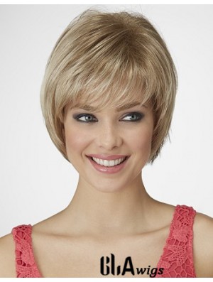 Straight Chin Length Blonde 9 inch Capless Beautiful Bob Wigs