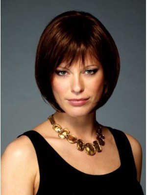 Capless Chin Length Straight Auburn Stylish Bob Wigs