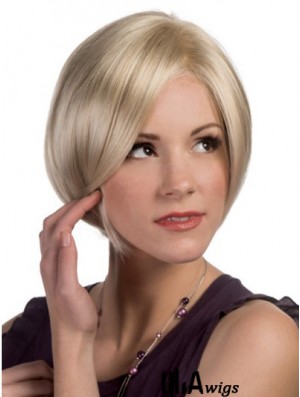 Capless Chin Length Straight Blonde Convenient Bob Wigs