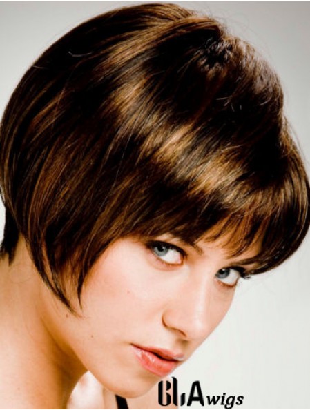 Straight Chin Length Brown 10 inch Capless Stylish Bob Wigs