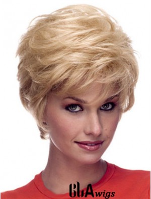 Wigs Human Hair Blonde Color Short Length Layered Cut