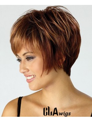 Cheap Wig With Capless Synthetic Cropped Length Brown Color Boycuts