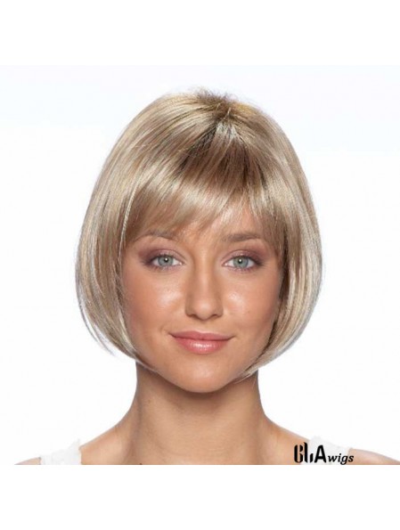 9 inch Best Straight Bobs Blonde Short Wigs