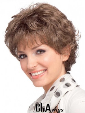 Modern Auburn Short Wavy Layered Human Hair Wigs