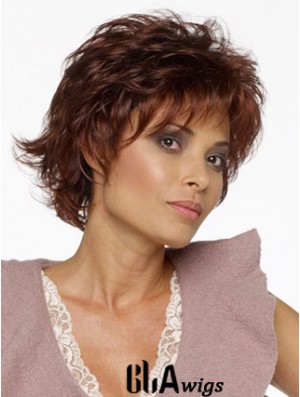 Layered Wavy Auburn Capless Natural Short Wigs