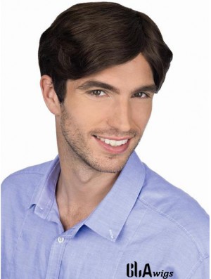 Brown Straight Remy Human 100% Hand Tied Professional Wig For Men