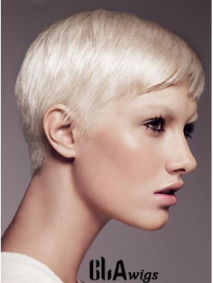 Capless Boycuts Short Straight 8 inch Platinum Blonde Fabulous Fashion Wigs