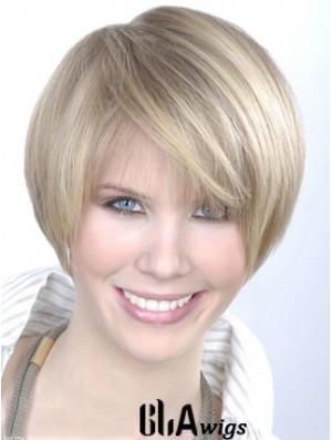 Monofilament Grey Short Straight 8 inch Platinum Blonde Gorgeous Fashion Wigs