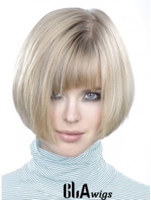 Monofilament Bobs Short Straight 10 inch Platinum Blonde Style Fashion Wigs