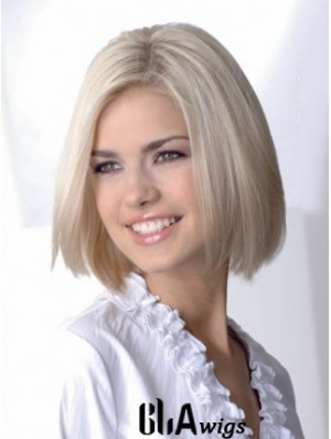 Full Lace Bobs Chin Length Straight 12 inch Platinum Blonde Sassy Fashion Wigs