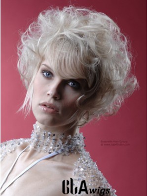 Monofilament Grey Short Curly 10 inch Platinum Blonde Perfect Fashion Wigs