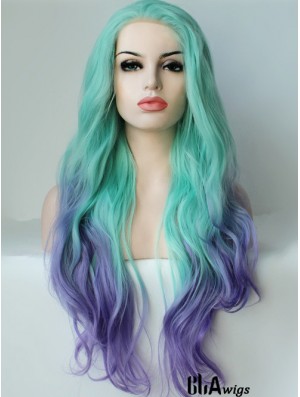 22 inch Ombre/2 Tone Long Without Bangs Wavy Ideal Lace Wigs