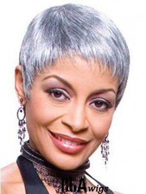 Straight Lace Front 8 inch Flexibility Short Grey Wigs