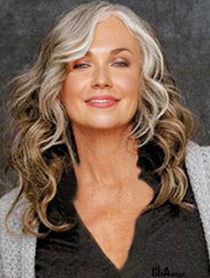 Wavy Full Lace 18 inch Cheapest Long Grey Wigs