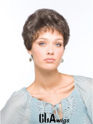 Synthetic Beautiful Short Wavy Grey Wigs