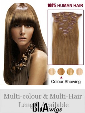 Hairstyles Brown Straight Remy Human Hair Clip In Hair Extensions